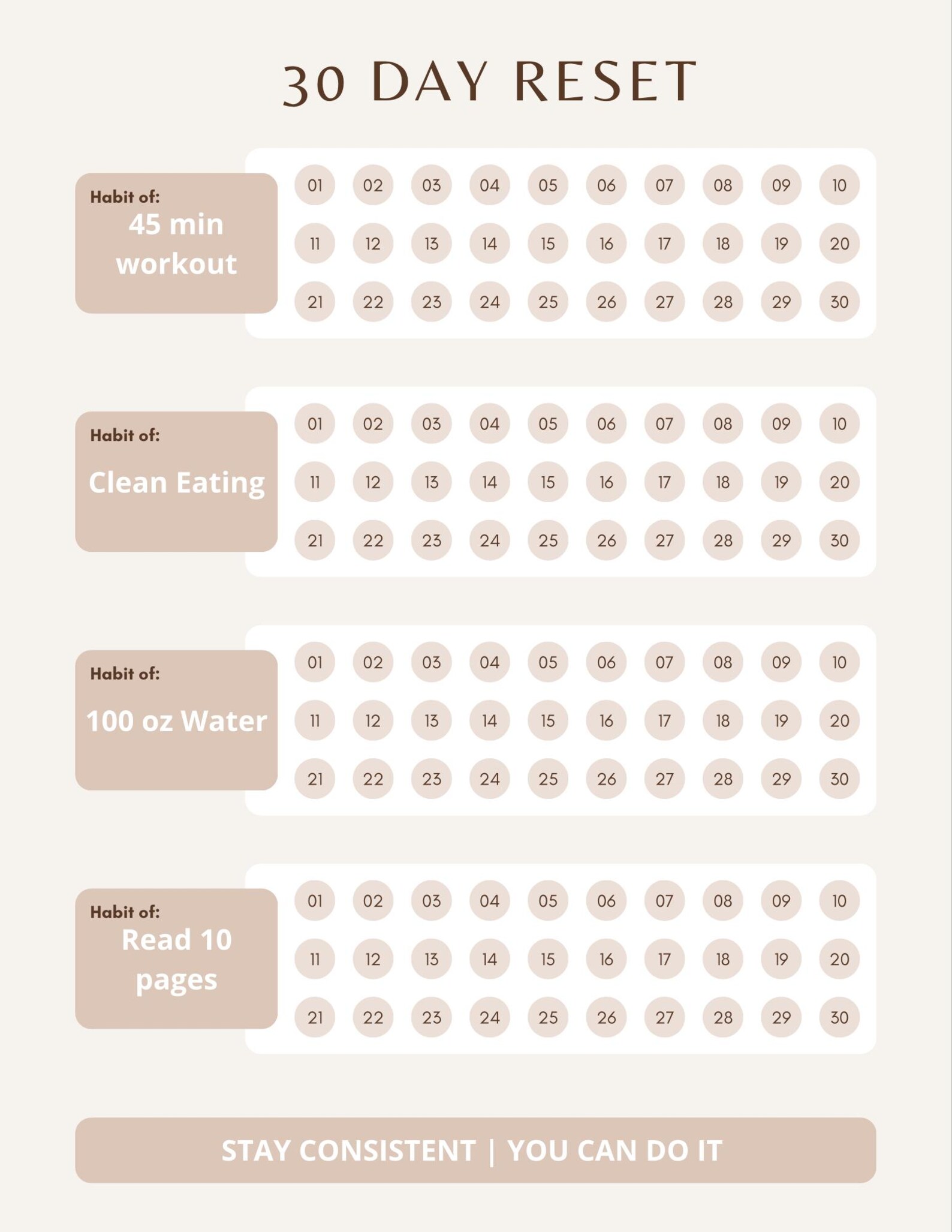 30 Day Health Habit Tracker Printable | Soft Challenge Wellness Planner ...