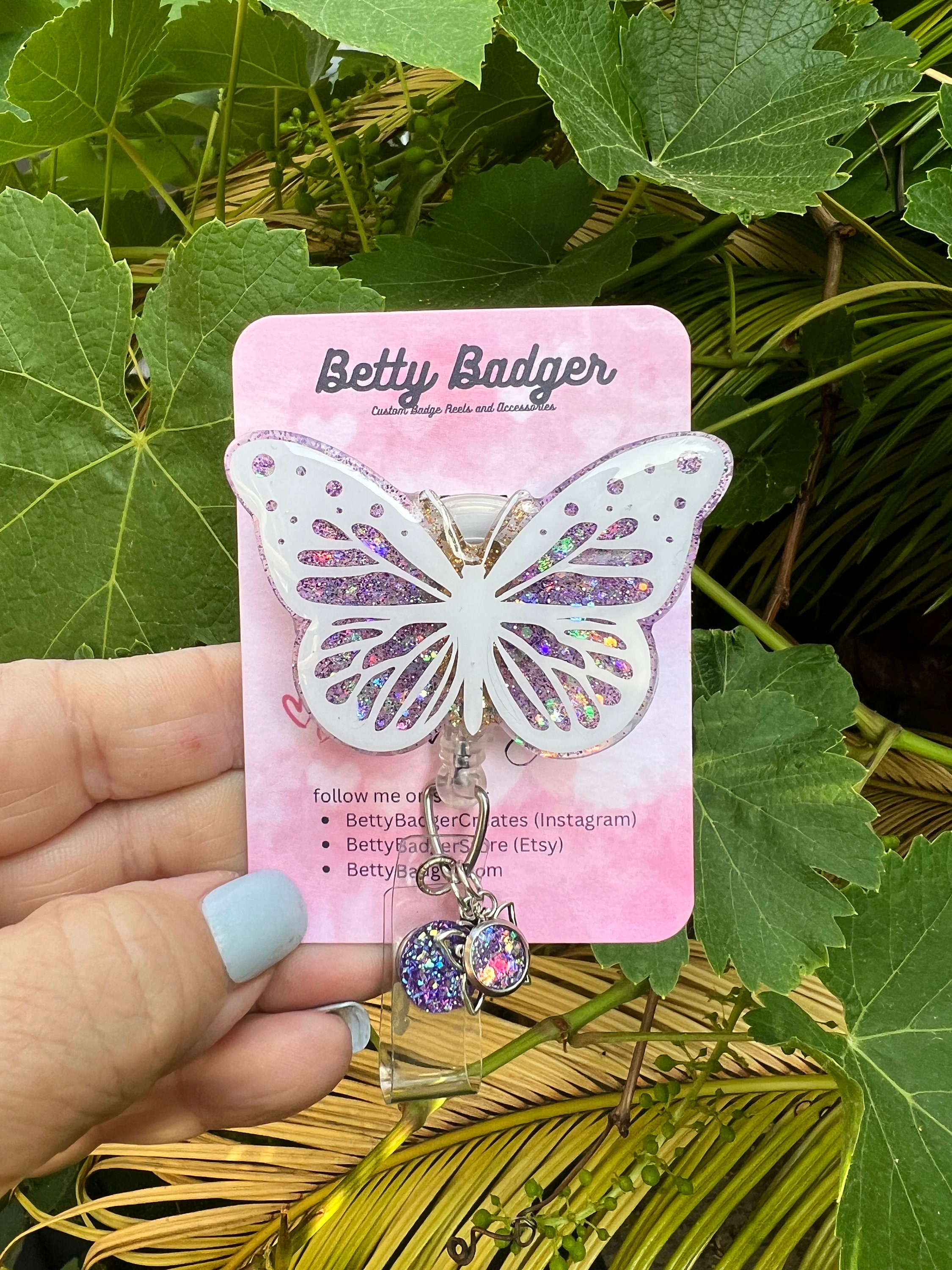 Butterfly Badge Reel, Purple Butterfly Badge Reel, Badge Reel for