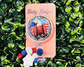 American Eagle Patriotic Badge Reel Badge Holder