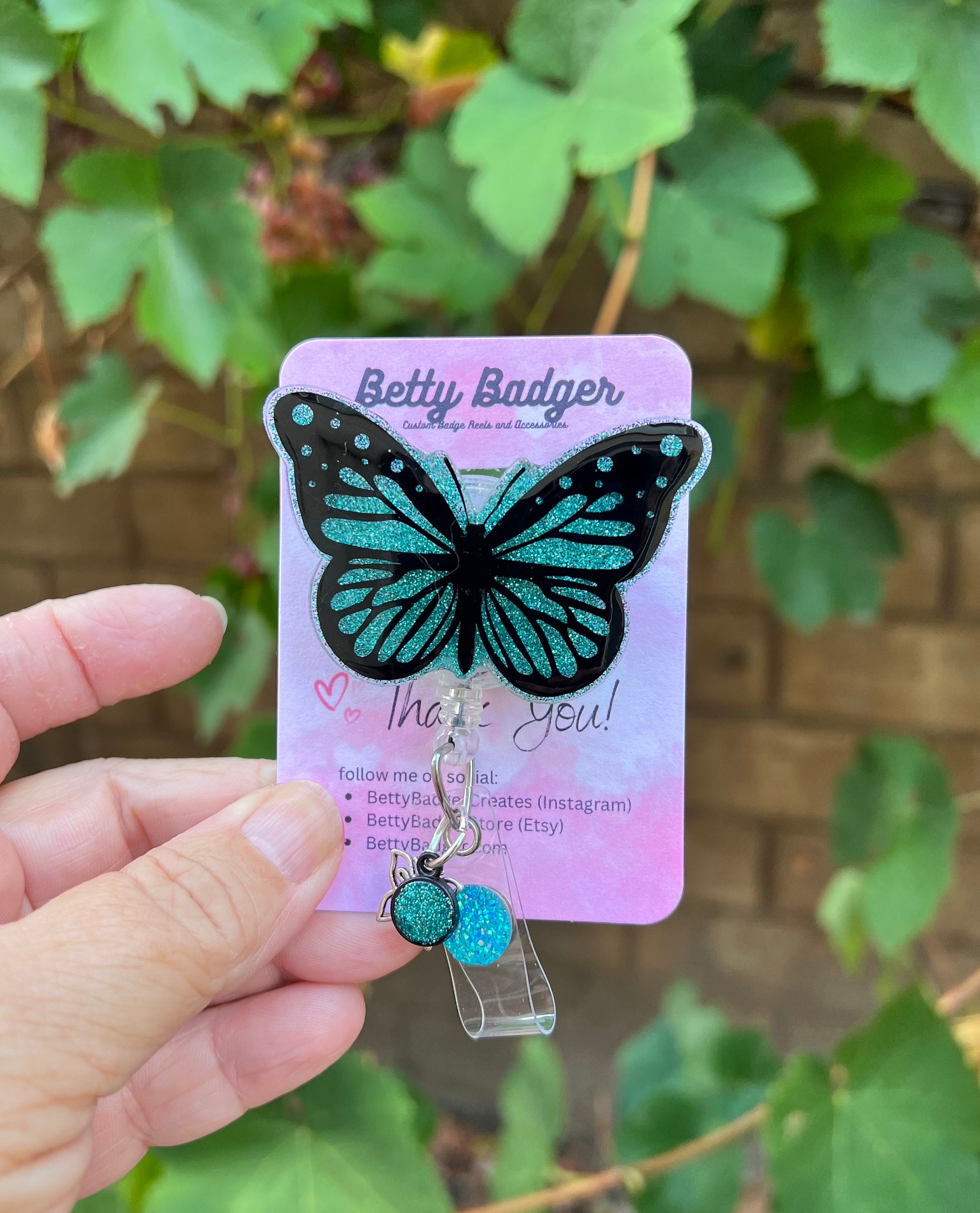 Butterfly Badge Reel, Teal Black Butterfly Badge Reel, Butterfly Badge  Holder, Teal Glitter Badge Reel. Butterfly Badge Holder, Badge Reel, -   Canada