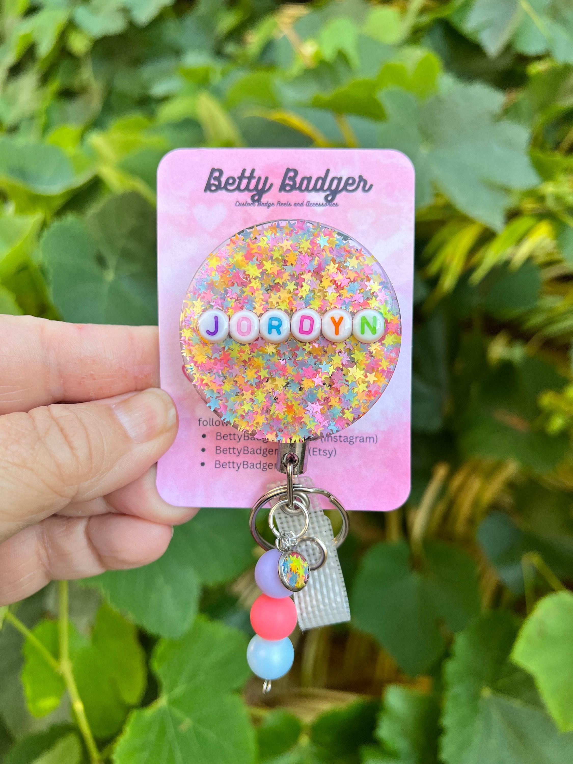 Personalized Retractable Badge Reel, Flower Badge Holder, Custom