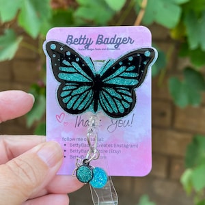 Butterfly Badge Reel, Glitter Butterfly Badge Reel, Cute ID Holder, Nurse Badge Reel, Spring Badge Reel, Summer Badge Reel, Gift for Nurse