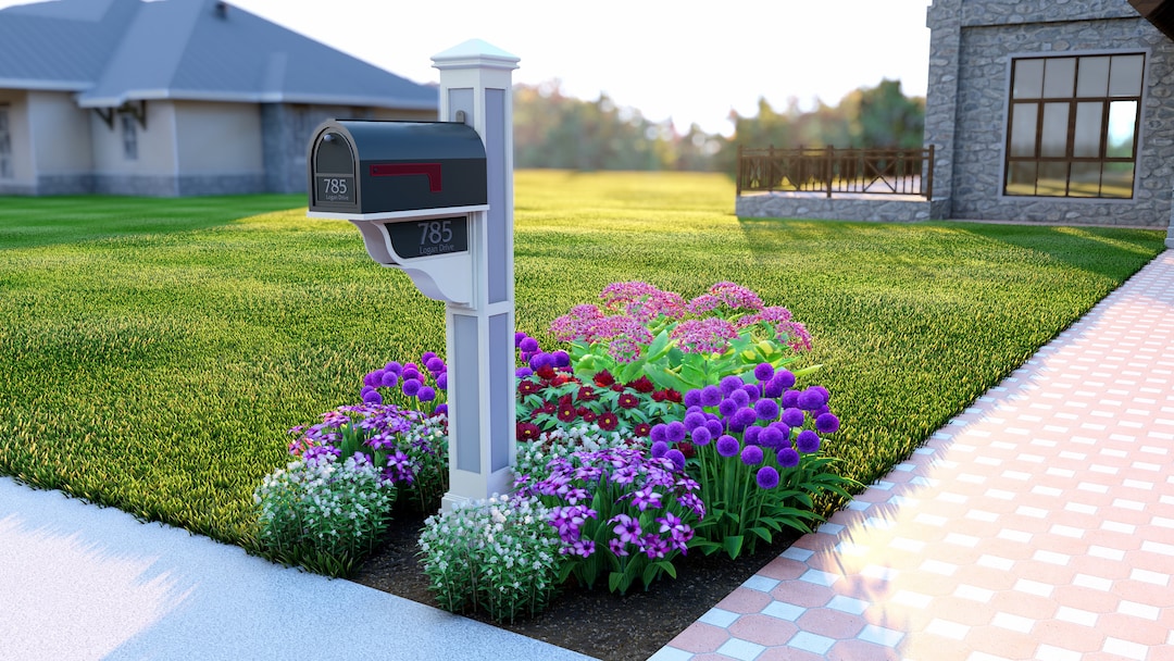 Mailbox Landscape Design Template. Plant by Number . Digital Schematic