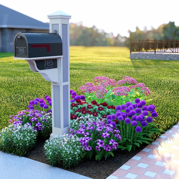 Mailbox Landscape Design Template.  Plant By Number . Digital schematic download and plant list