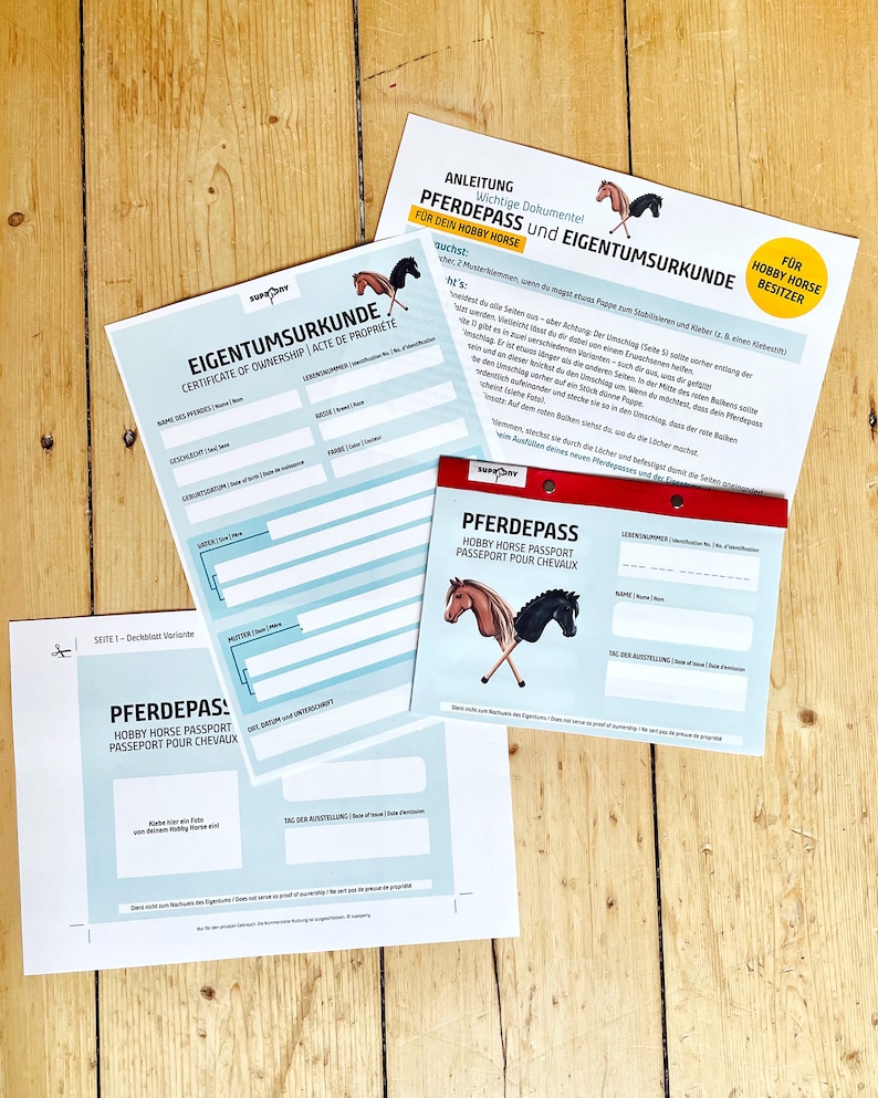Hobby Horse DIY Pferdepass und Eigentümerurkunde digitaler Download zum