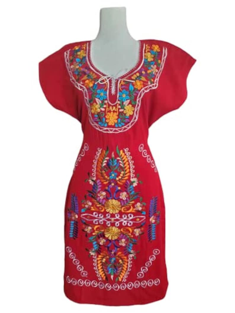 Oaxacan Dress Mexican Embroidered Dress From Oaxaca Mexico Etsy