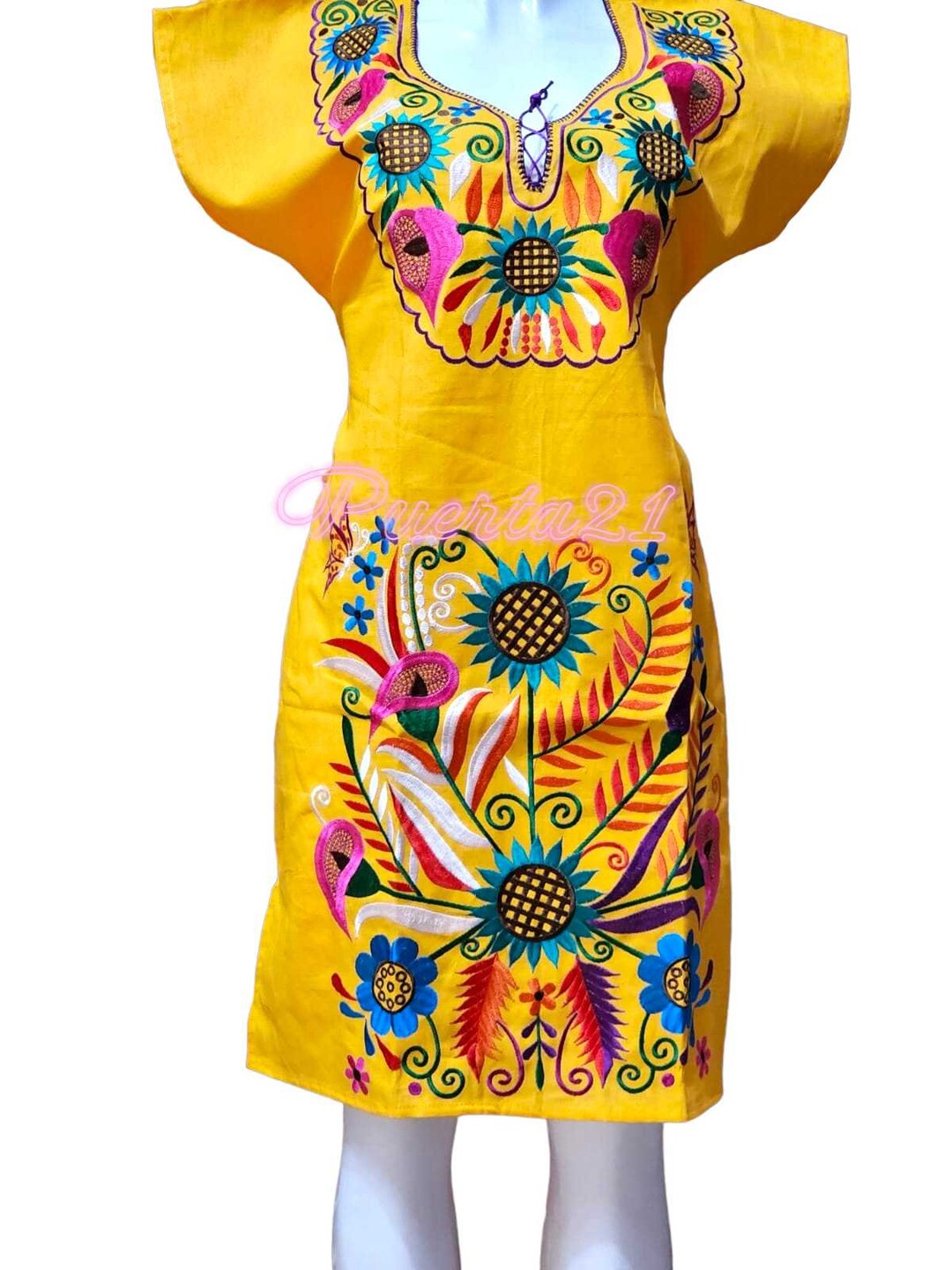 Mexican Embroidered Dress From Mexico Womens Vestidos Bordados Etsy