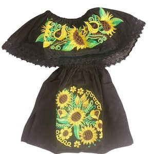 Vestido Bebe Mexicano Amarillo Bordado Hecho A Mano Diferentes Tallas