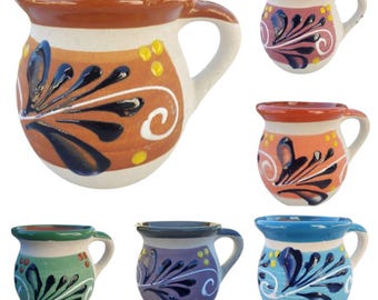 Tazas de barro mexicanas pintadas a mano, tazas de café de cerámica con motivos florales, juego de tazas mexicanas de Talavera artesanales hechas a mano.