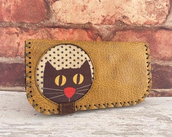 Wallet for Christmas Gift, Bohemian Authentic Wallet, Nubuck Leather Wallet, Hand Stitched Vegan Women Wallet, Hippie Wallet, Holiday Gift