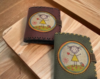 Handmade Wallet, The Girl Character Bohemian Nubuck Leather Wallet, Hand Stitched Hippie Authentic Woman Vegan Wallet, Holiday Gift