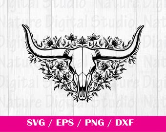 Tooled Leather Pattern Sheridan Longhorn Skull SVG, svg files , Carving and Tooling Pattern, Digital Download, Silhouette Svg,Sheridan1