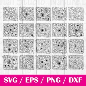 Tooled Leather Pattern Floral SVG Bundle, 20 svg files, svg files for cricut, svg cricut, Cut Files Cricut, Digital Download, PNG, EPS, #5