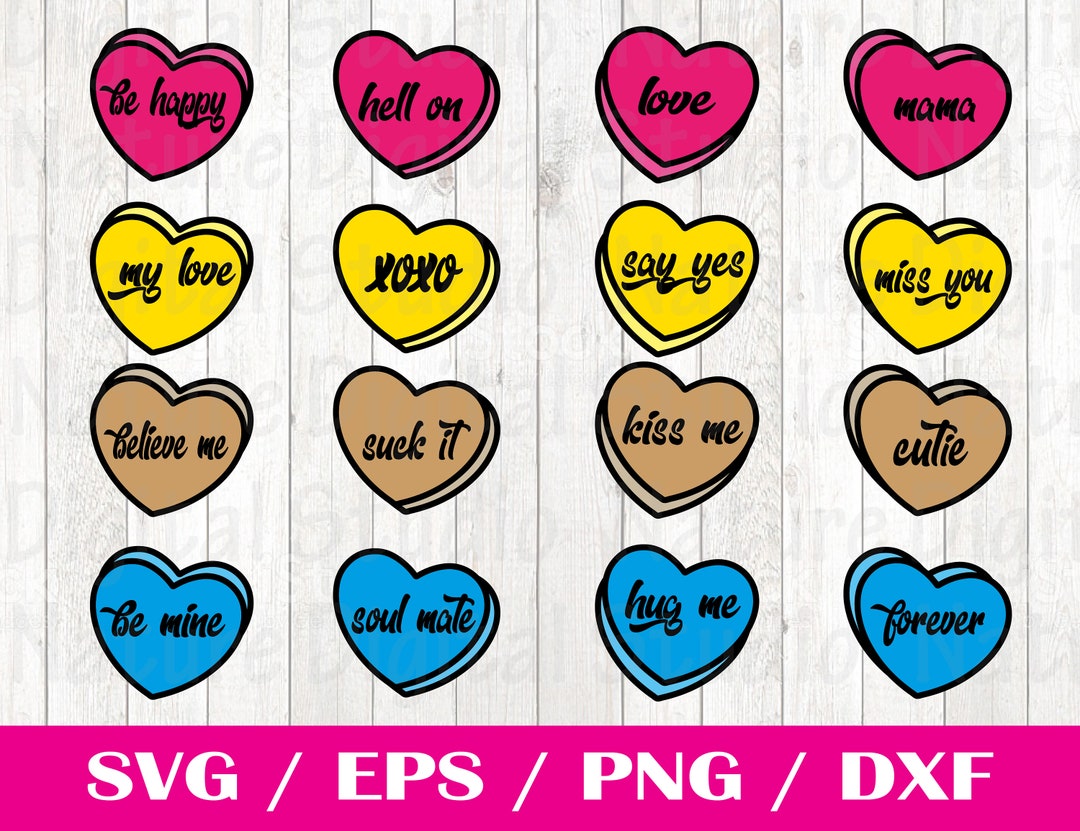 Valentines Day SVG - Conversation Hearts Svg - Valentine Svg Bundle ...