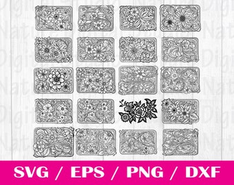 Tooled Leather Pattern Floral SVG Bundle, svg files, svg files for cricut, svg cricut, Cut Files Cricut, Digital Download, PNG, EPS,