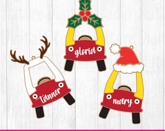 Cozy Coupe Ornament Bundle SVG File, Picture Frame, Christmas Photo Ornament Svg, Baby&#39;s First Christmas SVG, Glowforge Laser Cut File