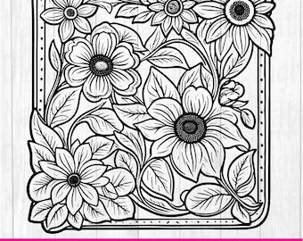 Tooled Leather Pattern Floral SVG, svg files, svg files for cricut,Cut Files Cricut, Digital Download, Silhouette Svg, Pattern129