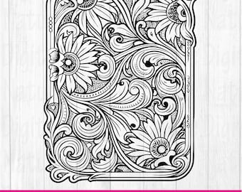 Tooled Leather Pattern Floral SVG, Svg Files, Svg Files for