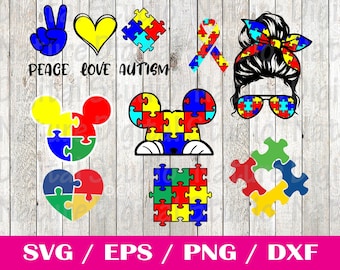 Autism svg awareness bundle, autism love svg, autism ribbon, autism symbol, autism quotes, autism mom, diy, cricut ready, SVG, PNG, JPEG,dxf
