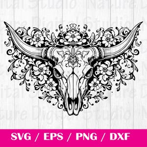 Tooled Leather Pattern Sheridan Longhorn Skull SVG, svg files , Carving and Tooling Pattern, Digital Download, Silhouette Svg,Sheridan6