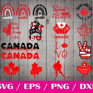 Canada Day Svg Bundle Svg, Canadian Life SVG/PNG/DXF/Jpg-bestanden voor Cricut, Proud to be Canadian Svg, Peace Love Canada Svg, sterk en gratis