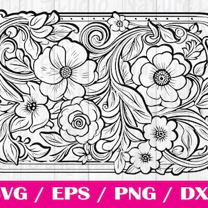 Può includere: Disegno di arte di linea in bianco e nero di un motivo floreale con dettagli intricati. Il disegno presenta una varietà di fiori e foglie, tutti disposti in un motivo simmetrico. Il disegno è perfetto per l'uso in una varietà di mestieri, come lo scrapbooking, la creazione di biglietti e la decorazione della casa.