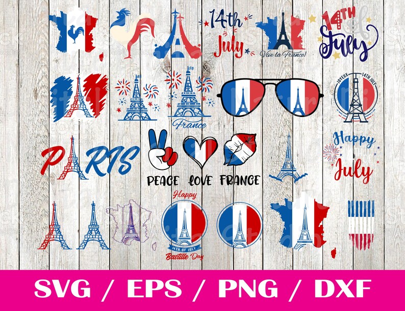 Bastille day svg France SVG Shape Bundle Pack - 22 Designs | Digital Download | French Flag PNG, France Vector, France Map Shape, France SVG image 2