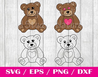 Teddy Bear SVG, Teddy Bear PNG, Teddy Bear Clipart, Brown Bear Silhouette, Baby Bear Onesie File, Teddy Bear Shirt File, Brown Bear Art