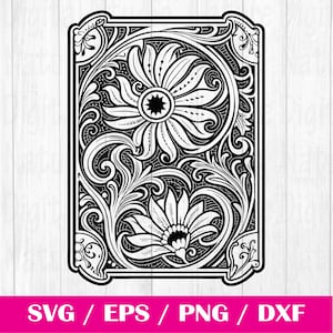 Tooled Leather Pattern Floral SVG, svg files, svg files for cricut, svg cricut, Cut Files Cricut, Digital Download, Silhouette Svg,Pattern68
