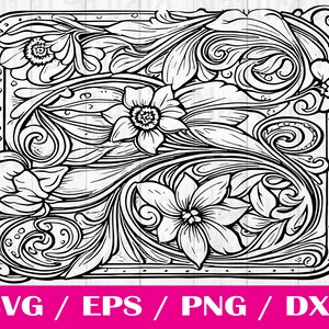 Tooled Leather Pattern Floral SVG, svg files, svg files for cricut, svg cricut, Cut Files Cricut, Digital Download, Silhouette Svg, Pattern6