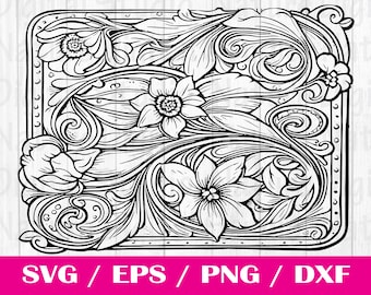 Tooled Leather Pattern Floral SVG, svg files, svg files for cricut, svg cricut, Cut Files Cricut, Digital Download, Silhouette Svg, Pattern6