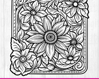 Tooled Leather Pattern Floral SVG, svg files, svg files for cricut,Cut Files Cricut, Digital Download, Silhouette Svg, Pattern122