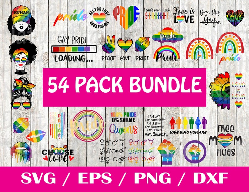 54 LGBT SVG-Bundle, Gay Festival SVG, Gay Pride SVG-Dateien, Lesben SVG, LGBT Regenbogen Schnittdatei, LGBT Zitate Cricut, Schnittdatei, PNG Bild 1