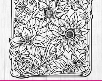 Tooled Leather Pattern Floral SVG, svg files, svg files for cricut,Cut Files Cricut, Digital Download, Silhouette Svg, Pattern124