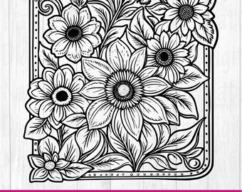 Tooled Leather Pattern Floral SVG, svg files, svg files for cricut,Cut Files Cricut, Digital Download, Silhouette Svg, Pattern119