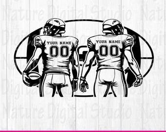 Two Football Player Svg | Personalized Name | Football Name Svg | Football Shirt | Football Season | Sublimation Designs | Png Dxf Pdf Eps