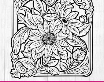 Tooled Leather Pattern Floral SVG, svg files, svg files for cricut,Cut Files Cricut, Digital Download, Silhouette Svg, Pattern127
