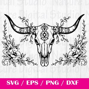 Tooled Leather Pattern Sheridan Longhorn Skull SVG, svg files , Carving and Tooling Pattern, Digital Download, Silhouette Svg,Sheridan8