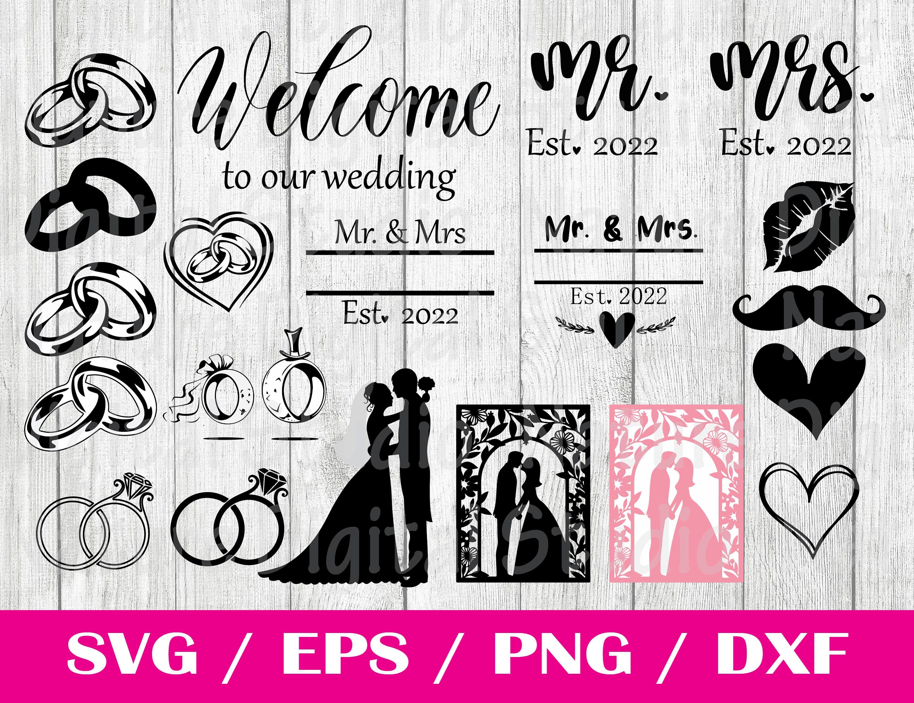 Paquete de boda Svg Bienvenido a nuestra boda Novia y novio Etsy México