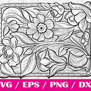 Tooled Leather Pattern Floral SVG, svg files, svg files for cricut, svg cricut, Cut Files Cricut, Digital Download, Silhouette Svg, Pattern3