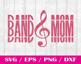 Band Mom SVG DXF JPEG Silhouette Cameo Cricut band mom svg żelazko na Band mom koszulka grupowa Band mom desing Band Svg Natychmiastowe pobieranie - Plik do cięcia
