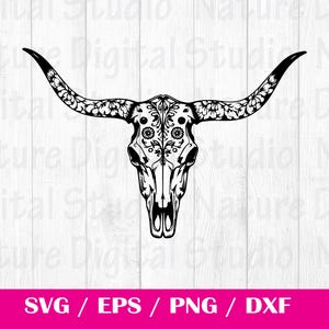 Tooled Leather Pattern Sheridan Longhorn Skull SVG, svg files , Carving and Tooling Pattern, Digital Download, Silhouette Svg,Sheridan3
