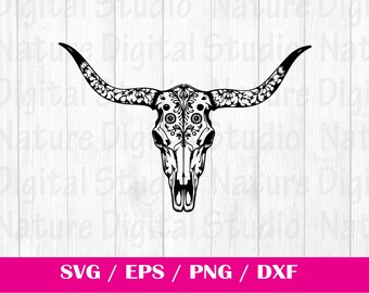Tooled Leather Pattern Sheridan Longhorn Skull SVG, svg files , Carving and Tooling Pattern, Digital Download, Silhouette Svg,Sheridan3