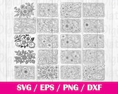 Tooled Leather Pattern Floral SVG Bundle, 20 svg files, svg files for cricut, svg cricut, Cut Files Cricut, Digital Download, PNG, EPS,