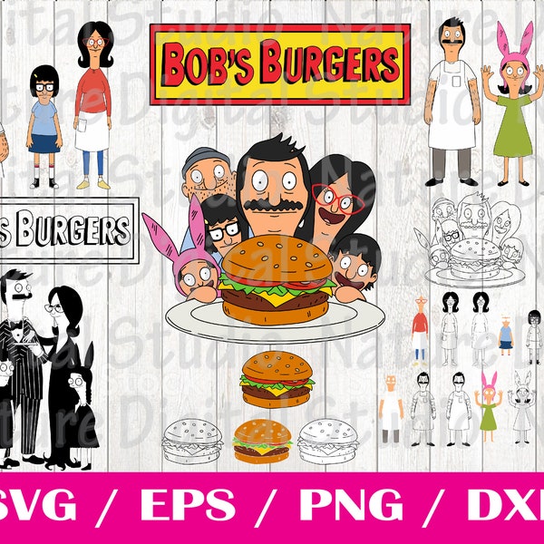 The Bob's Burgers Movie bundle SVG, PNG, Bob's Burgers clip art, cricut files, cut files, Bob's Burgers vector, Bob's Burgers silhouette