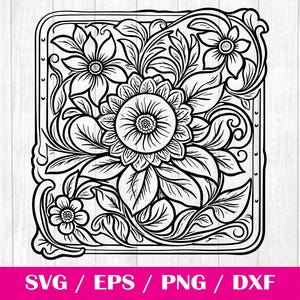 Tooled Leather Pattern Floral SVG, svg files, svg files for cricut,Cut Files Cricut, Digital Download, Silhouette Svg, Pattern100