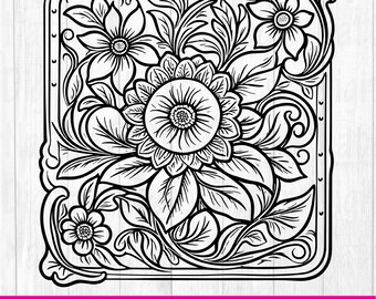 Tooled Leather Pattern Floral SVG, svg files, svg files for cricut,Cut Files Cricut, Digital Download, Silhouette Svg, Pattern100