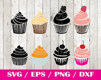 Cupcake SVG Aniversário Doce Padaria cortável Arquivo de corte de cupcake Pacote de muffin Arquivo de corte de sobremesa Silhueta Cricut Vinil Dia dos Namorados doce