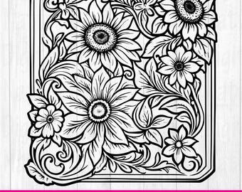 Tooled Leather Pattern Floral SVG, svg files, svg files for cricut,Cut Files Cricut, Digital Download, Silhouette Svg, Pattern126