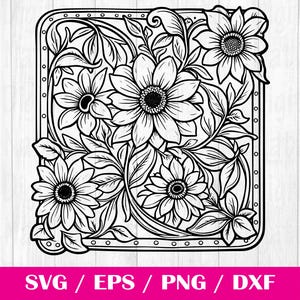 Tooled Leather Pattern Floral SVG, svg files, svg files for cricut,Cut Files Cricut, Digital Download, Silhouette Svg, Pattern117